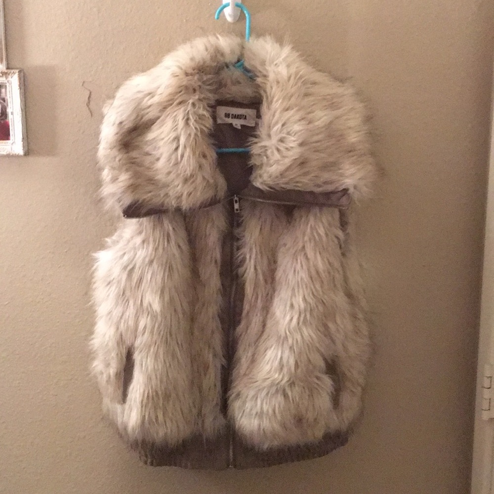 White faux fur vest